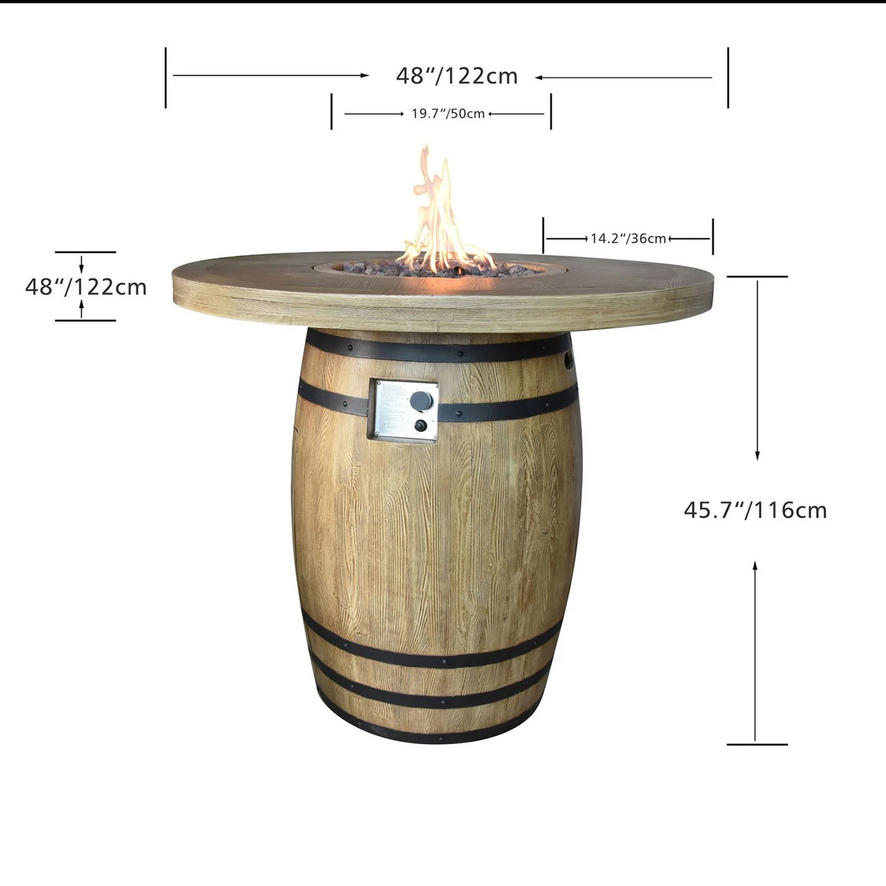 Elementi Lafite Barrel Fire Table 48" 2 Elementi Lafite Barrel Fire Table 48" - Image 2