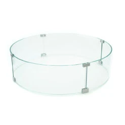 AMS Fire Pit Table Round Glass Wind Guard - 1/4" Thick Glass - Fire Flame Guard