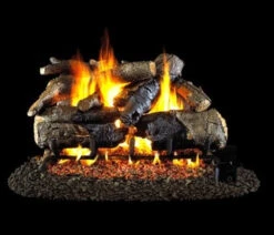 Real Fyre 18" Charred American Oak Gas Log Set With Vented G4 Burner