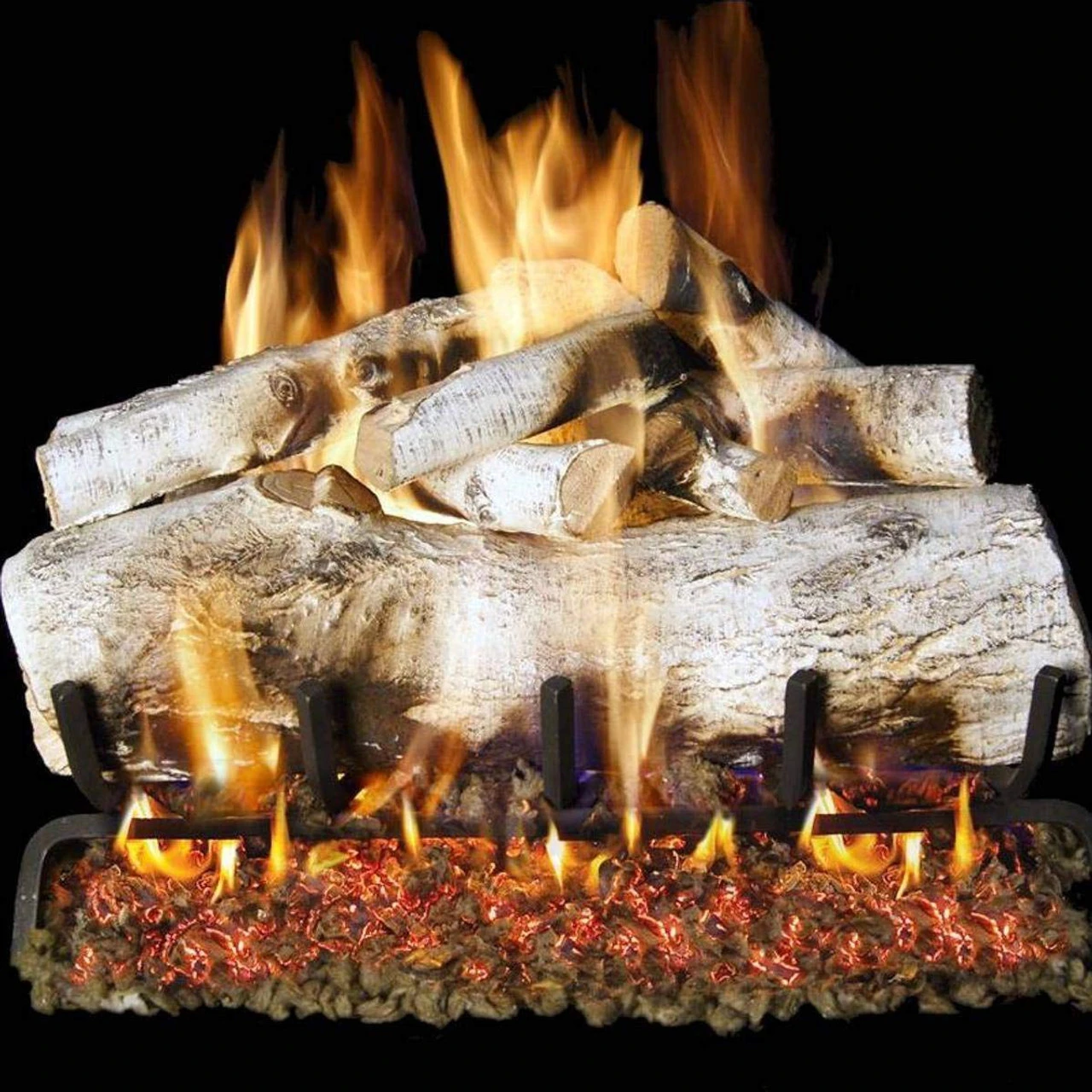 Real Fyre 24" White Mountain Birch Outdoor Log Set With Vented Stainless G45 Burner - Match Light 1 Real Fyre 24" White Mountain Birch Outdoor Log Set With Vented Stainless G45 Burner - Match Light