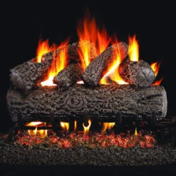 Real Fyre 24" Post Oak Log Set With Vented G45 Burner - Match Light