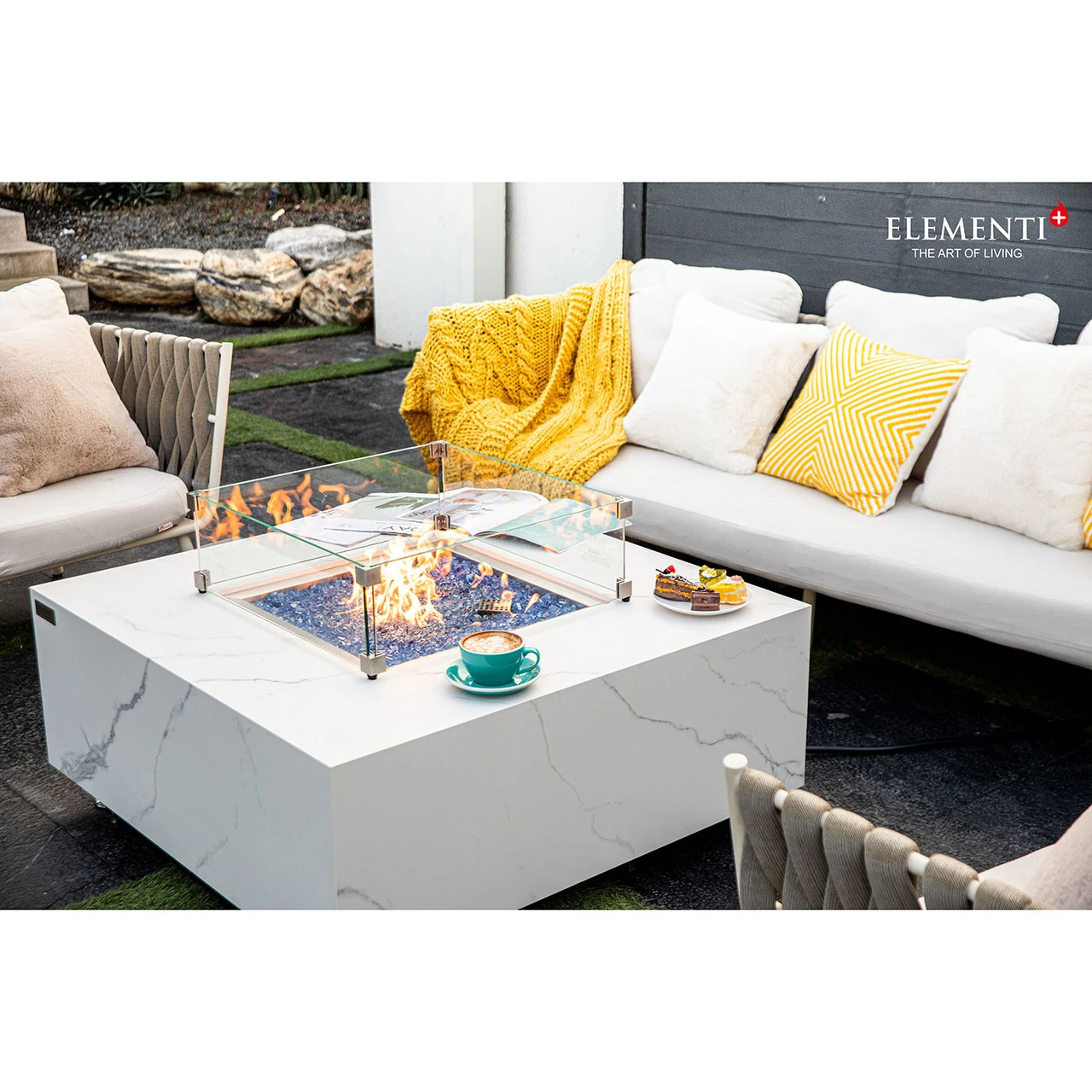 Elementi Plus Bianco Marble Porcelain Fire Table 5 Elementi Plus Bianco Marble Porcelain Fire Table - Image 5