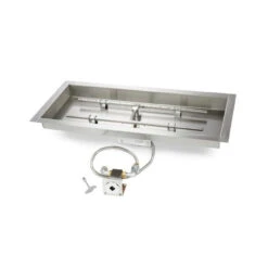 30 X 12 Inch Rectangle Bowl Pan Fire Pit Insert - Match Lit - HPC