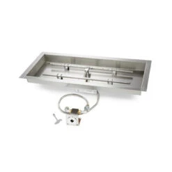 36 X 14 Inch Rectangle Bowl Pan Fire Pit Insert - Match Lit - HPC