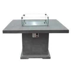 Elementi Birmingham Fire Table 48" X 48" -Home Fire Pit OFG202 Birmingham Dining Table with Wind Screen Stainless Steel Lid web 25532.1625266458