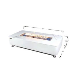 Elementi Plus Athens Fire Table -Home Fire Pit OFP102BW Bianco White Athens Porcelain Top Fire Table 6 93931.1675362140