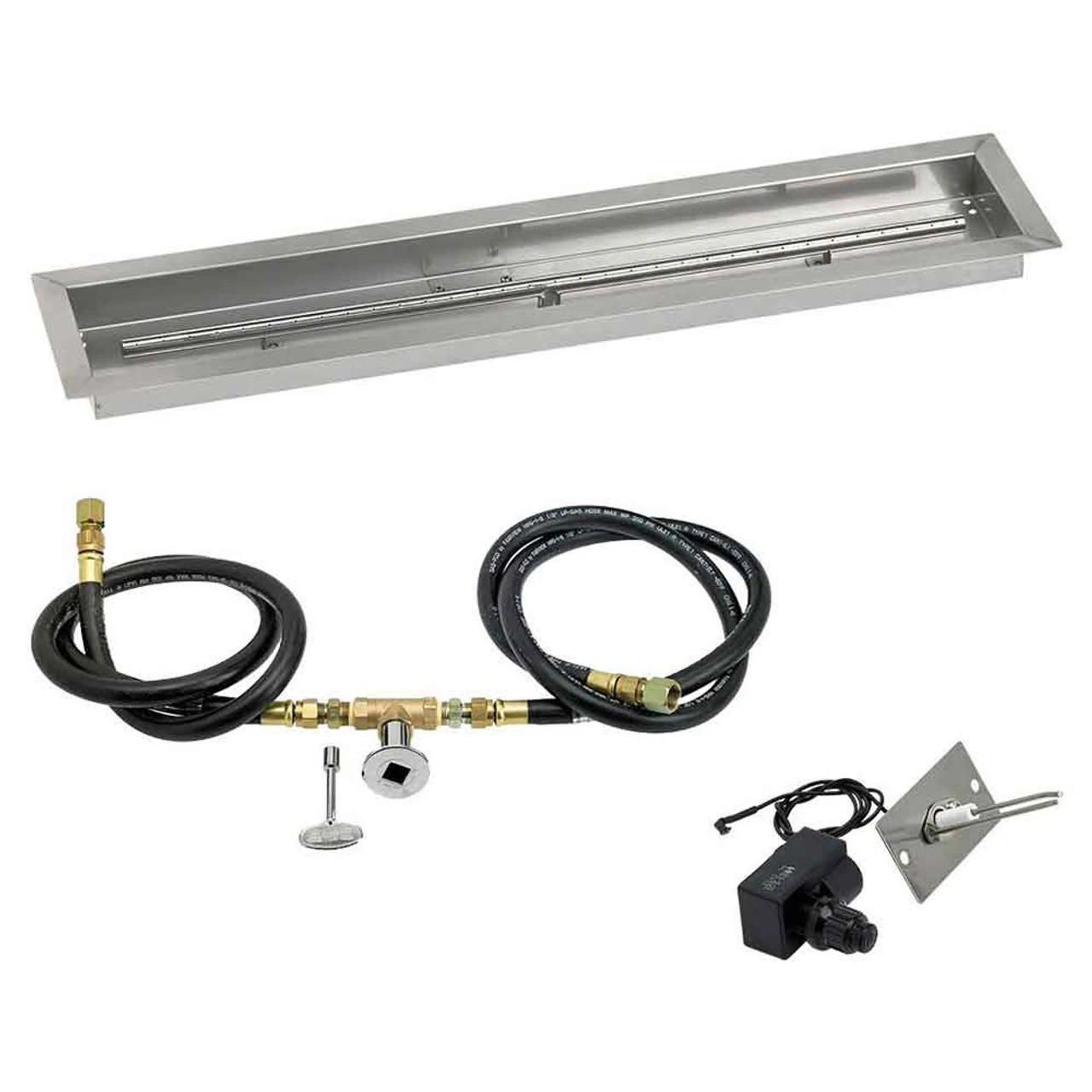 36" X 6" Linear Channel Drop-In Pan With Spark Ignition Kit - Natural Gas - By American Fireglass 1 36" X 6" Linear Channel Drop-In Pan With Spark Ignition Kit - Natural Gas - By American Fireglass