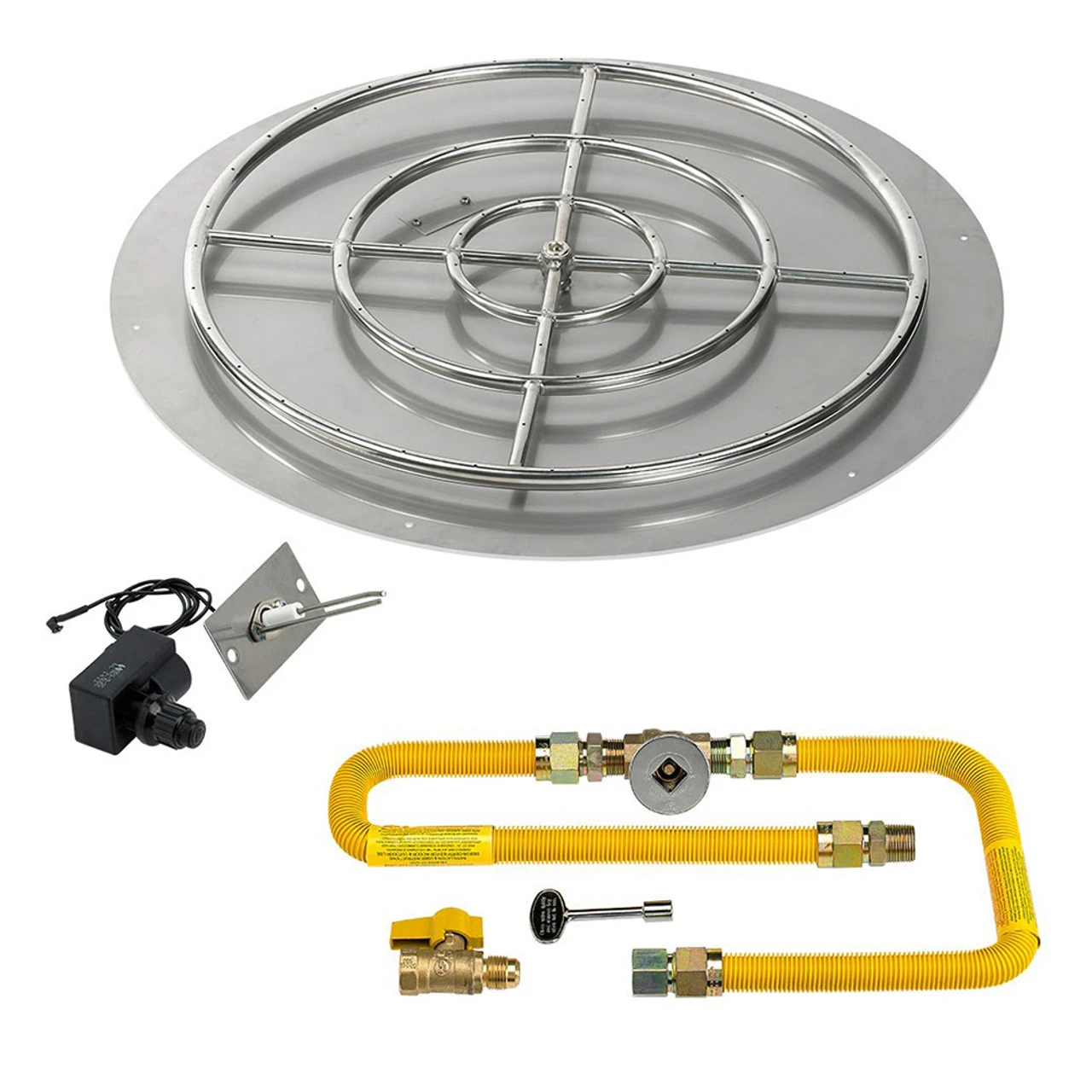 36" Round Flat Pan With Spark Ignition Kit (30" Ring) - Natural Gas - By American Fireglass - SS-RFPKIT-N-36H 1 36" Round Flat Pan With Spark Ignition Kit (30" Ring) - Natural Gas - By American Fireglass - SS-RFPKIT-N-36H