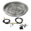 25" Round Drop-In Pan With Spark Ignition Kit (18" Fire Pit Ring) - Natural Gas - By American Fireglass - SS-RSPKIT-N-25