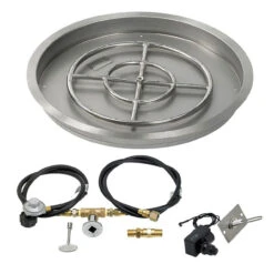 25" Round Drop-In Pan With Spark Ignition Kit (18" Fire Pit Ring) - Propane - By American Fireglass - SS-RSPKIT-P-25