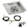 12" Square Drop-In Pan With Spark Ignition Kit (6" Fire Pit Ring) Natural Gas - By American Fireglass - SS-SQPKIT-N-12
