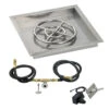 18" Square Drop-In Pan With Spark Ignition Kit (12" Fire Pit Ring) Natural Gas - By American Fireglass - SS-SQPKIT-N-18