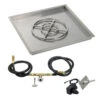 30" Square Drop-In Pan With Spark Ignition Kit (18" Fire Pit Ring) Natural Gas - By American Fireglass - SS-SQPKIT-N-30