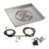36" Sqaure Drop-In Pan With Spark Ignition Kit (18" Fire Pit Ring) Natural Gas - By American Fireglass - SS-SQPKIT-N-36