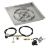 24" Square Drop-In Pan With Spark Ignition Kit (18" Fire Pit Ring) Propane - By American Fireglass - SS-SQPKIT-P-24