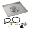 36" Square Drop-In Pan With Spark Ignition Kit (18" Fire Pit Ring) Propane - By American Fireglass - SS-SQPKIT-P-36