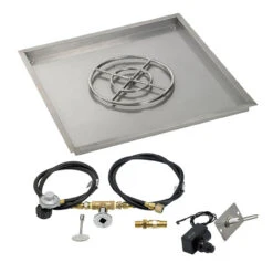 36" Square Drop-In Pan With Spark Ignition Kit (18" Fire Pit Ring) Propane - By American Fireglass - SS-SQPKIT-P-36