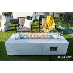 Elementi Plus Carrara Marble Porcelain Fire Table
