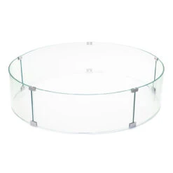 AMS Fire Pit Table Round Glass Wind Guard - 1/4" Thick Glass - Fire Flame Guard -Home Fire Pit ams wind guard 42 main web 68118.1666899219
