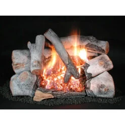 30" C8 Chillbuster Birch Log Set With C8 Double Burner