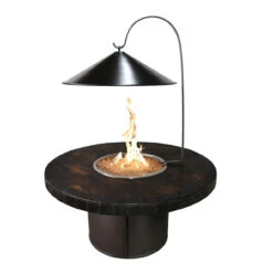 The Outdoor Plus Black Steel Cone Fire Pit Cover With Heat Reflector