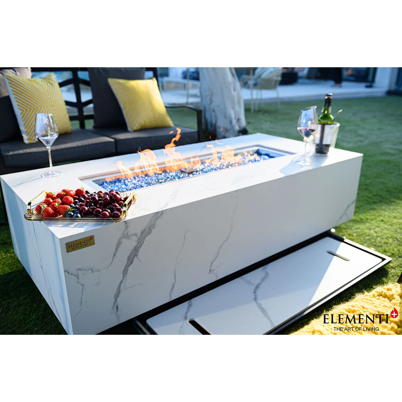 Elementi Plus Carrara Marble Porcelain Fire Table 5 Elementi Plus Carrara Marble Porcelain Fire Table - Image 5