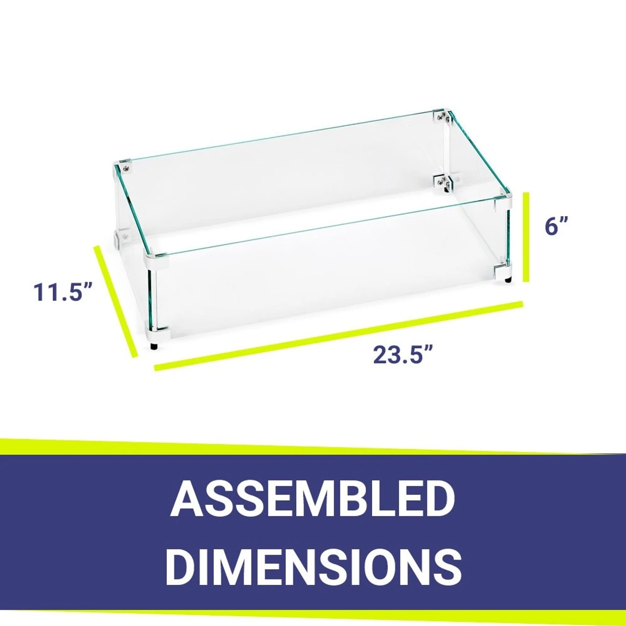 18" Rectangular Glass Wind And Flame Guard | American Fire Glass 2 18" Rectangular Glass Wind And Flame Guard | American Fire Glass - Image 2