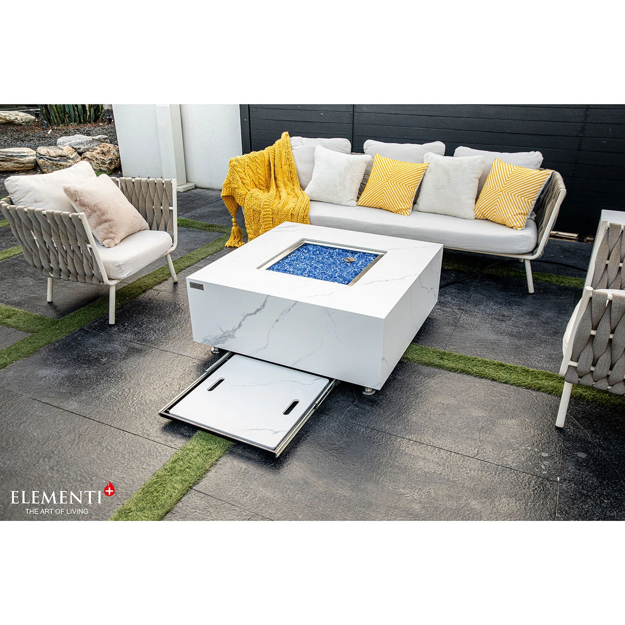 Elementi Plus Bianco Marble Porcelain Fire Table 3 Elementi Plus Bianco Marble Porcelain Fire Table - Image 3