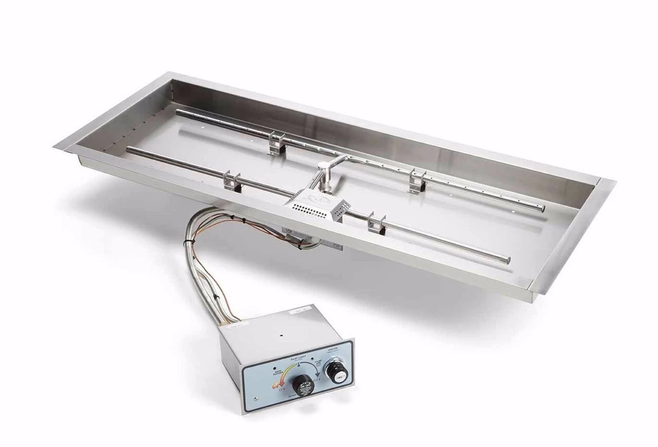 36 X 14 Inch Rectangle Bowl Pan Fire Pit Insert Push Button / Flame Sense - HPC 1 36 X 14 Inch Rectangle Bowl Pan Fire Pit Insert Push Button / Flame Sense - HPC